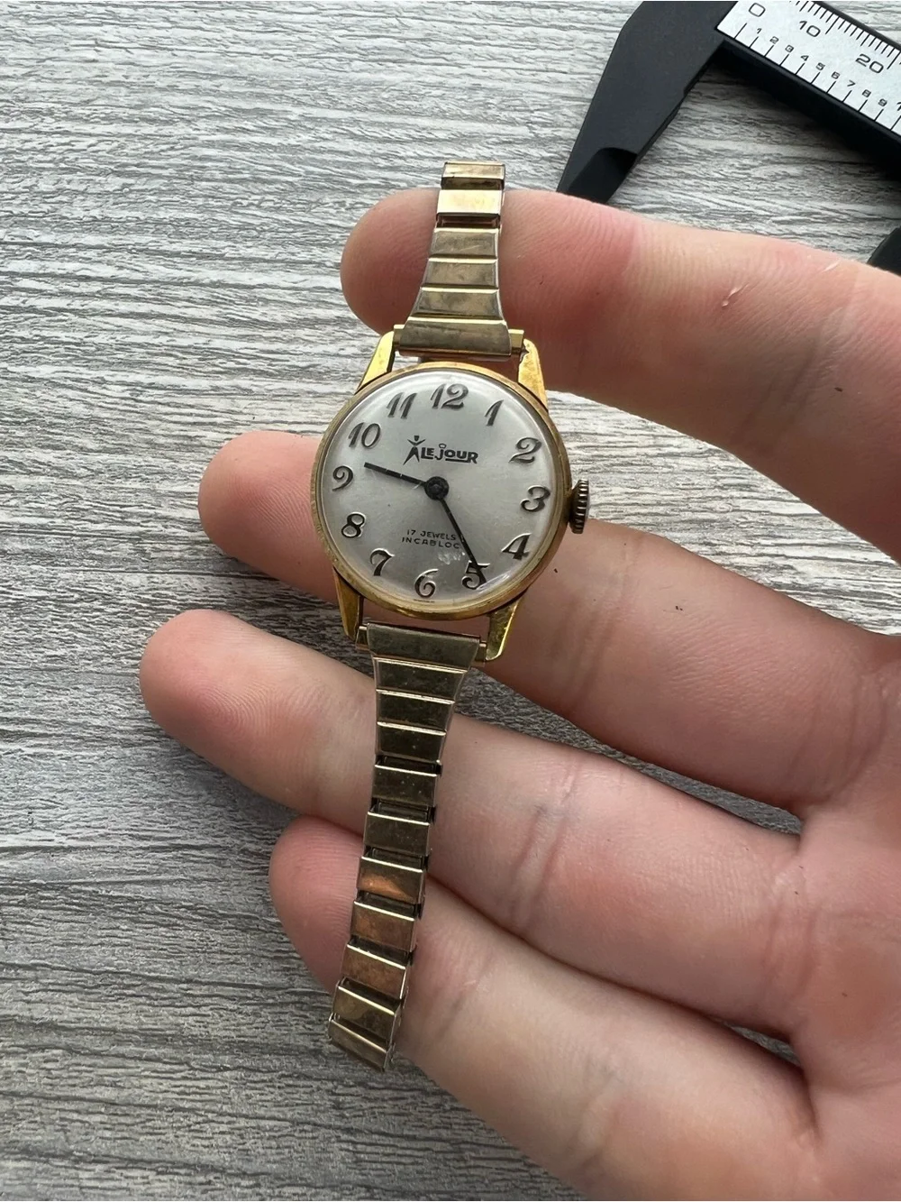 LeJour Vintage Gold-Tone womens Watch with Silver Dial